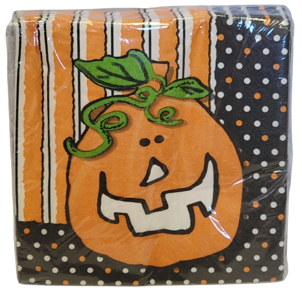 Halloween‎ Luncheon Napkins 50 Ct Jack O Lantern Orange Black Party Disposable